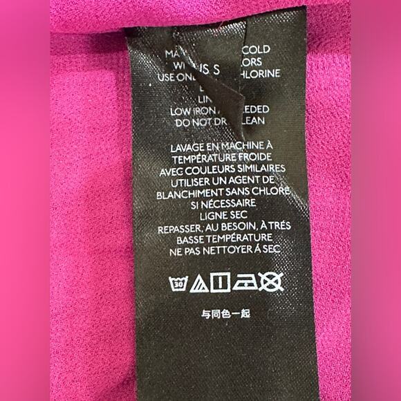 Anthropologie Maeve Tasha Smocked Magenta Mini Dress Small Long Sleeve NWT - Picture 11 of 11